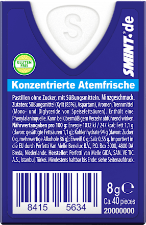 Pastilles, munt, munt met xylitol, suikervrij, 8 g